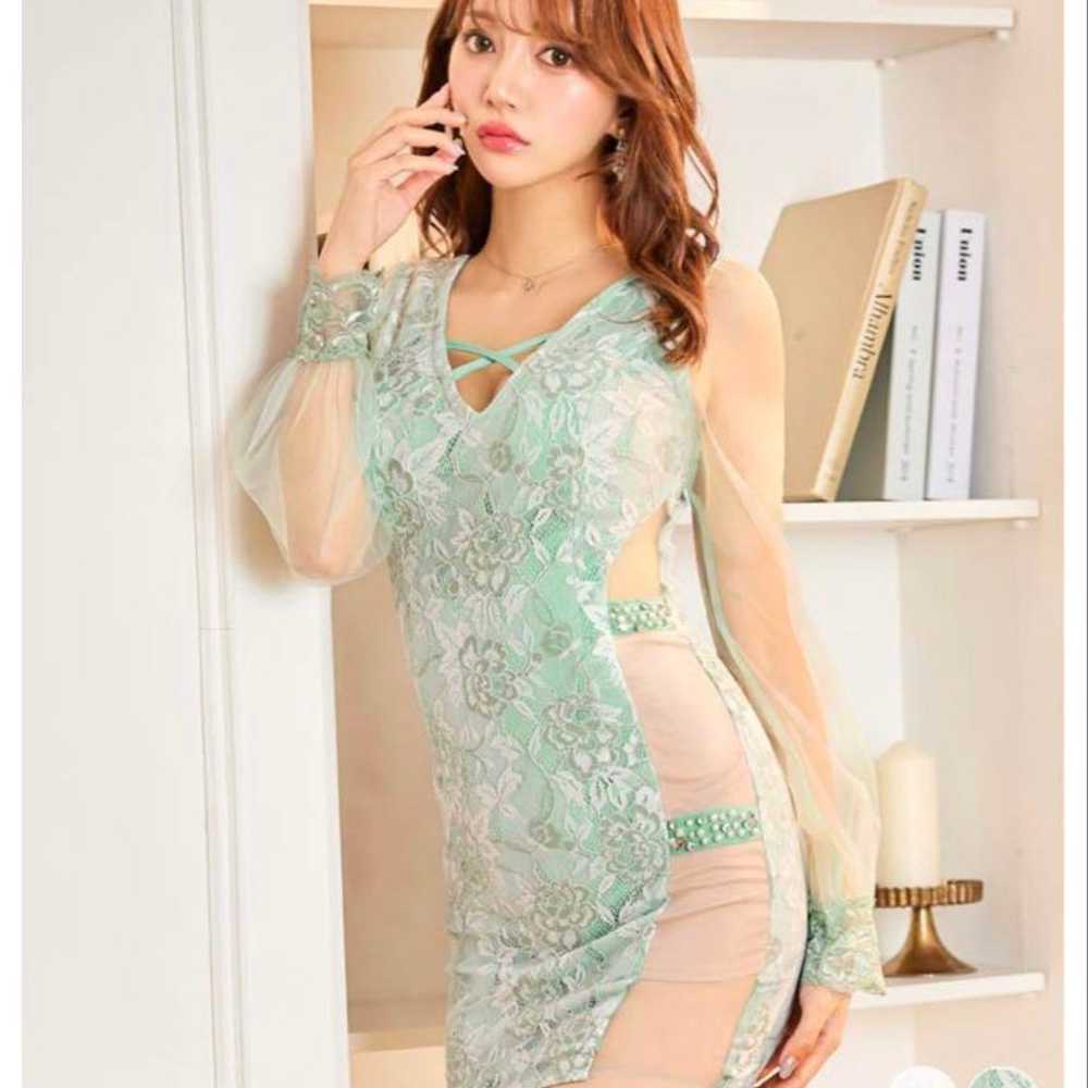 【dazzy】Flower Lace Cross Side Sheer Tight Mini Dr… - image 1