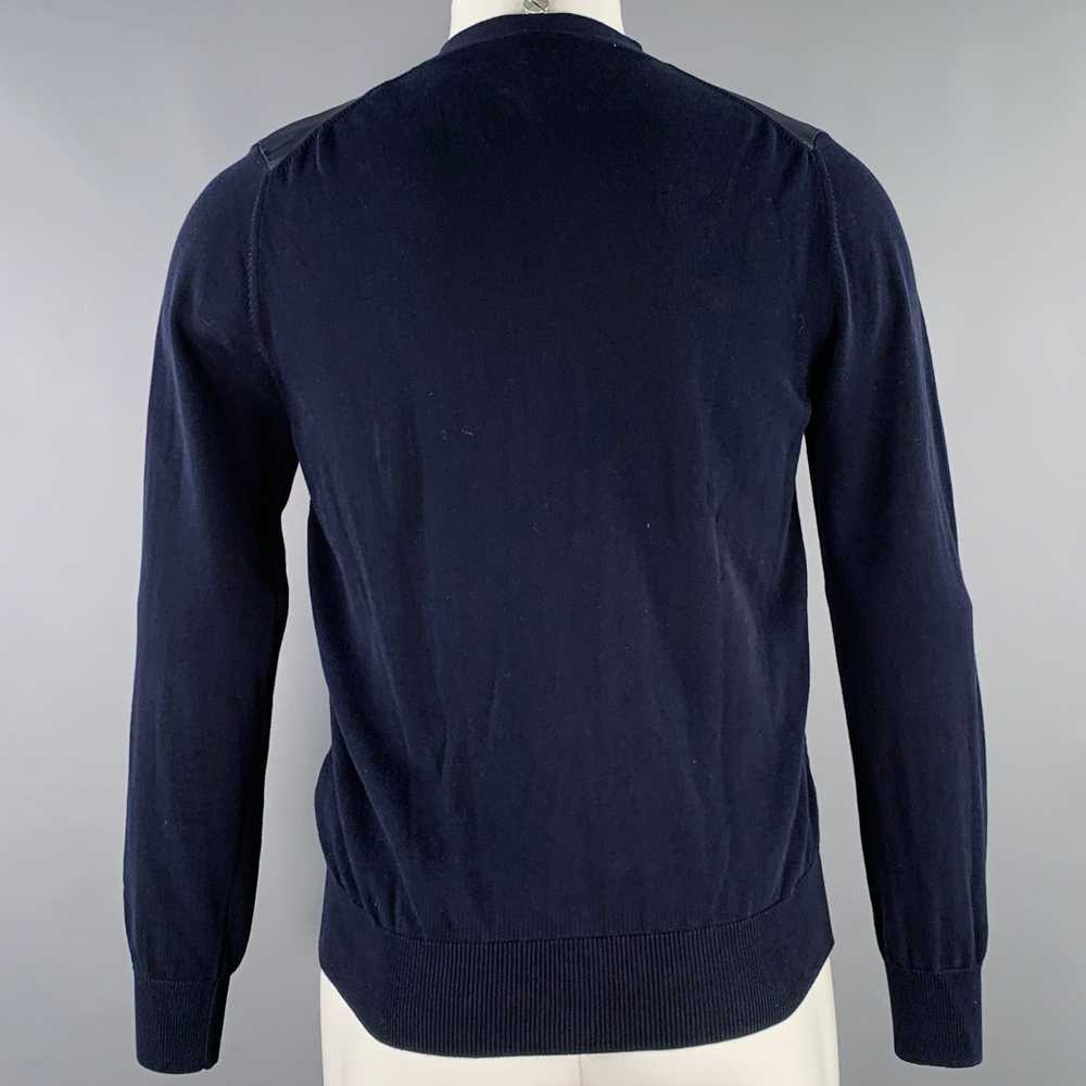 Moncler Navy Mixed Fabrics Cotton V-Neck Cardigan - image 4