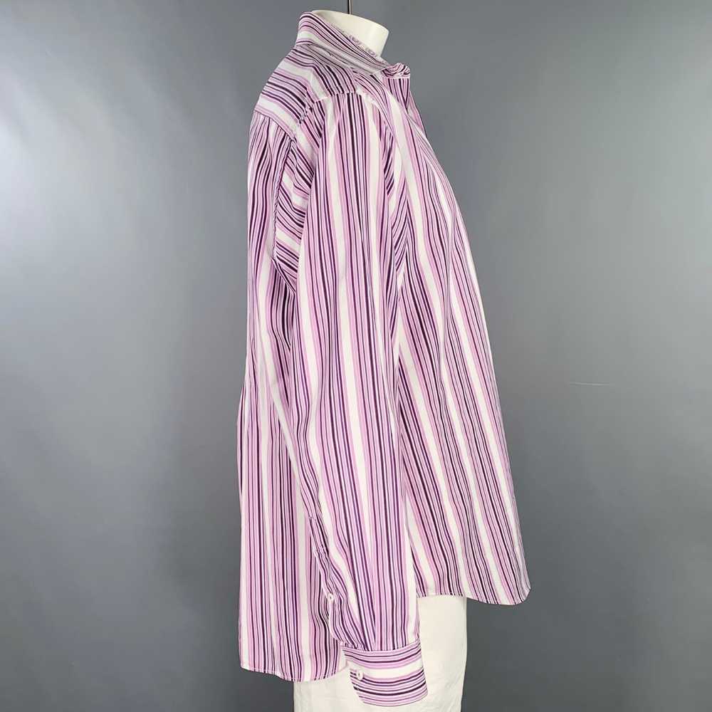 Designer BUGATCHI UOMO Purple White Stripe Cotton… - image 3