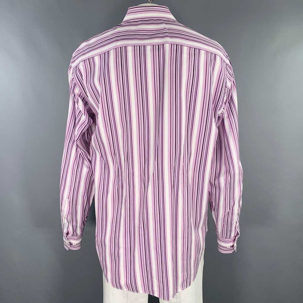 Designer BUGATCHI UOMO Purple White Stripe Cotton… - image 4