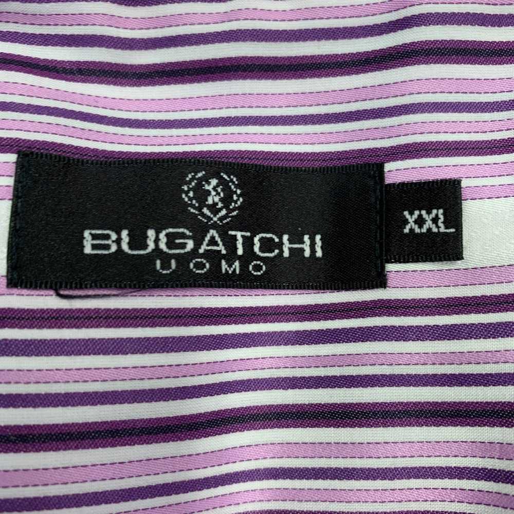 Designer BUGATCHI UOMO Purple White Stripe Cotton… - image 5