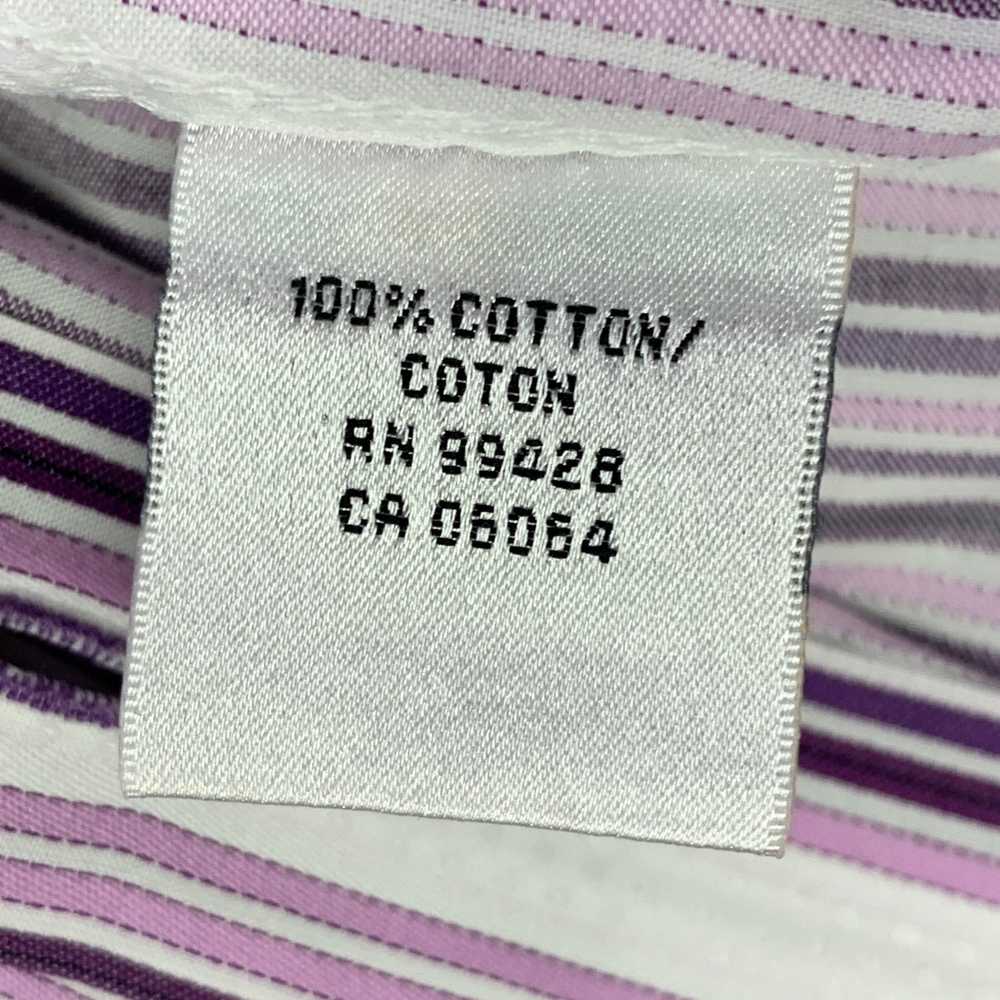 Designer BUGATCHI UOMO Purple White Stripe Cotton… - image 8