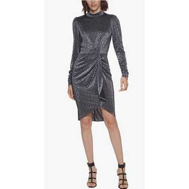 Calvin Klein Long Sleeve Faux Wrap Dress 10 Leopa… - image 1