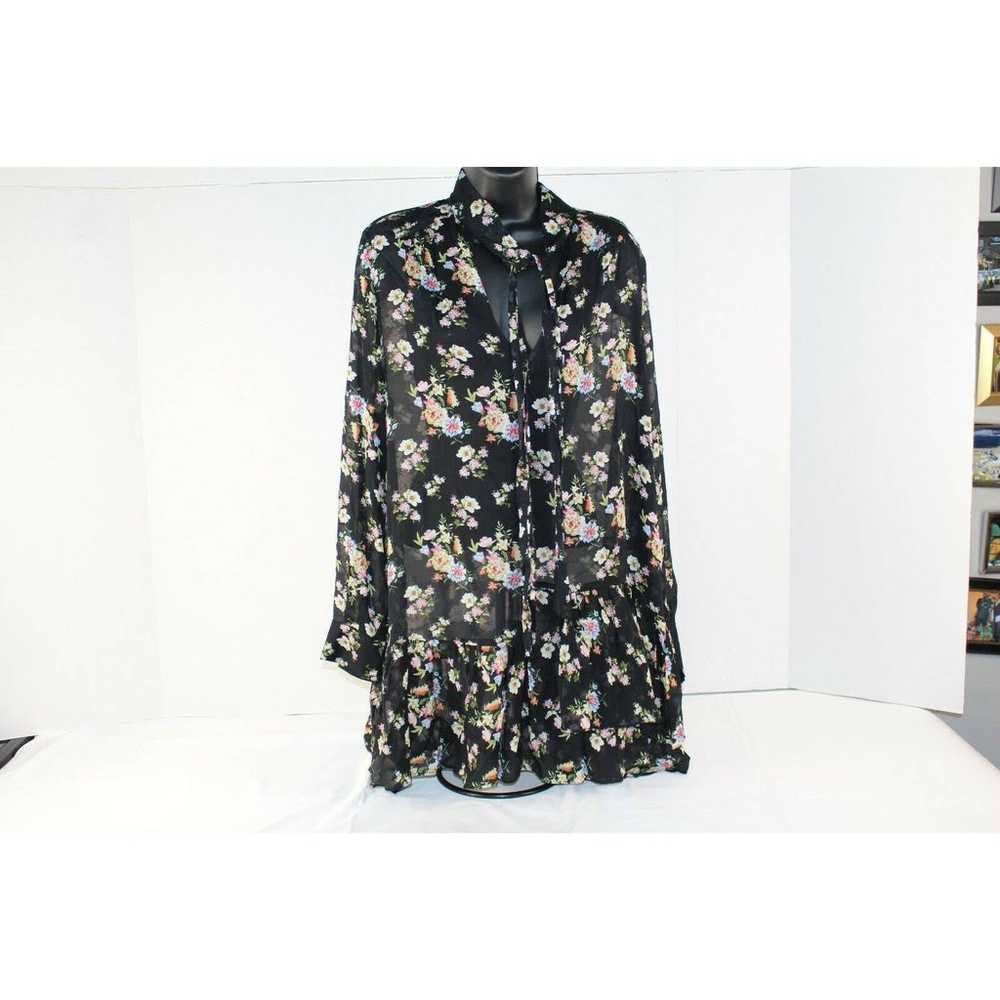 zara floral ruffle mini tie dress size L - image 1