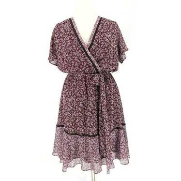 Lane Bryant Floral Faux Wrap Dress Purple 2XL boh… - image 1