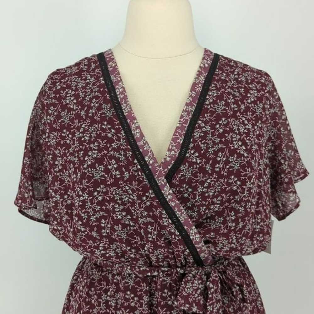 Lane Bryant Floral Faux Wrap Dress Purple 2XL boh… - image 3