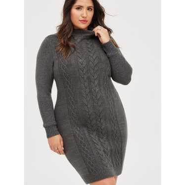 Torrid Mock Neck Mini Dress-Lurex Cable Knit Grey… - image 1