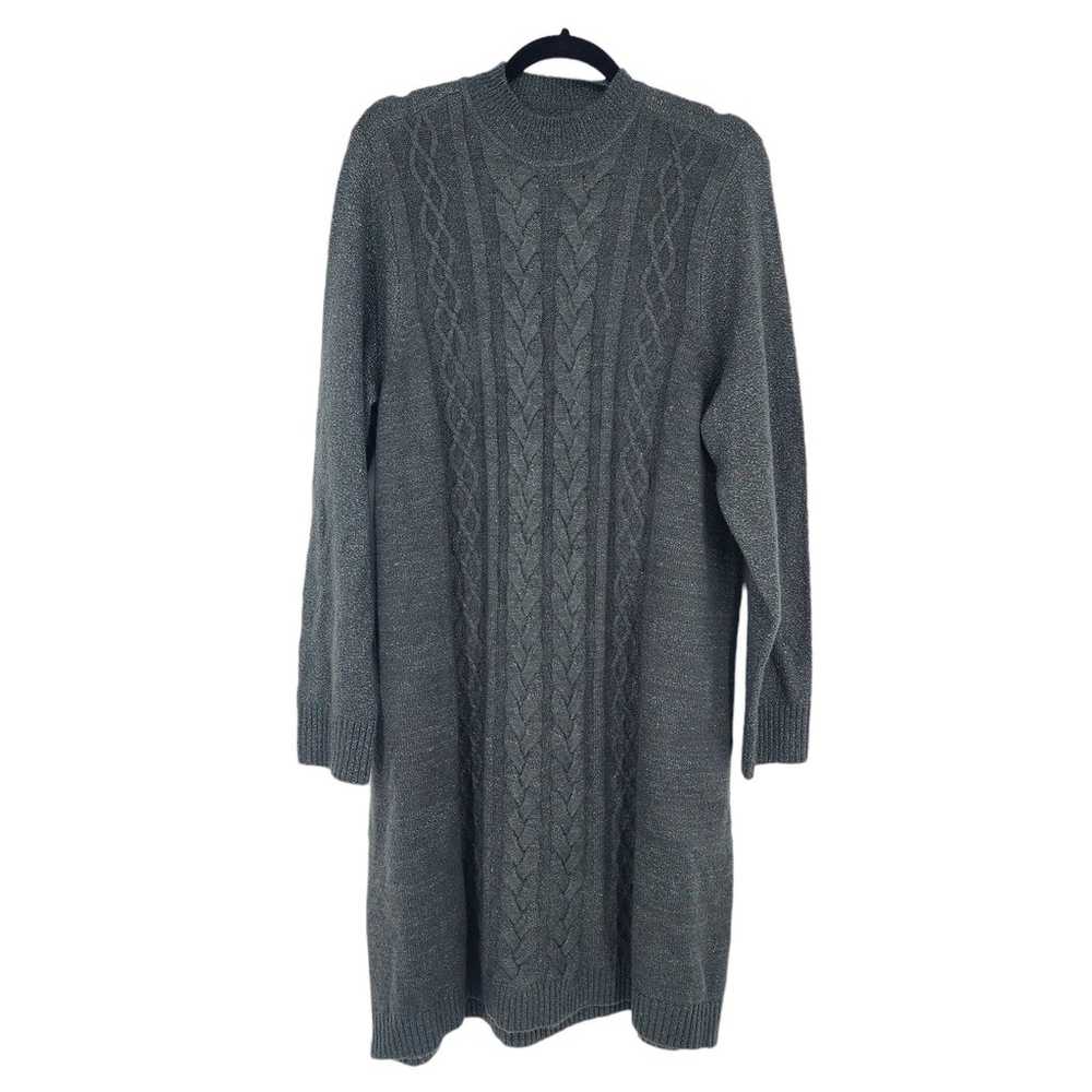 Torrid Mock Neck Mini Dress-Lurex Cable Knit Grey… - image 2