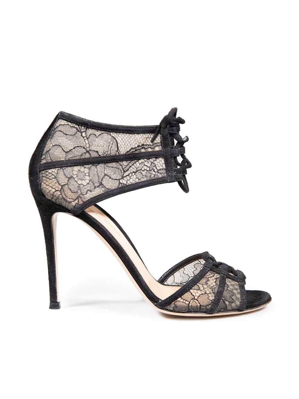 Gianvito Rossi Black Lace Ankle Tie Heels - image 1