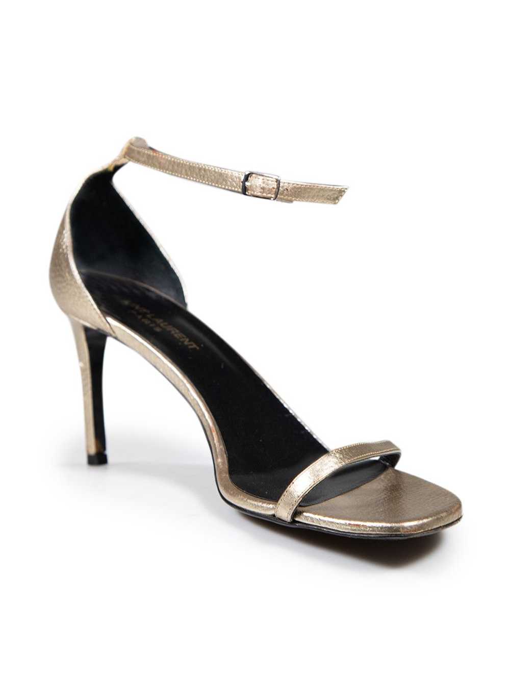 Saint Laurent Paris Gold Metallic Leather Sandals - image 2