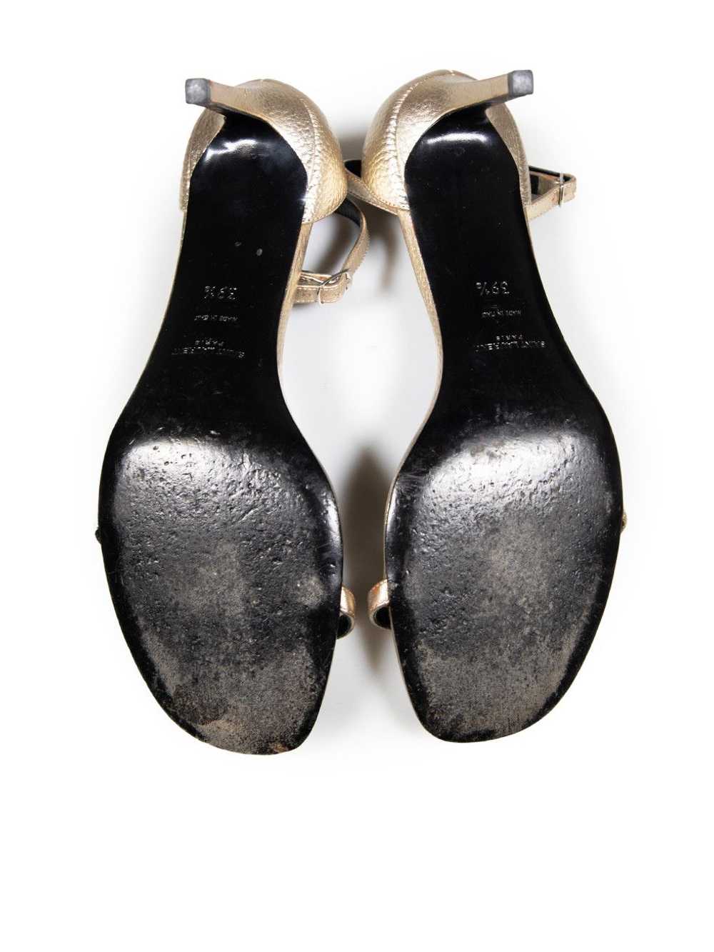 Saint Laurent Paris Gold Metallic Leather Sandals - image 4