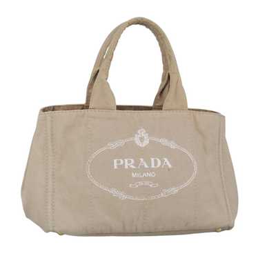 Prada Canapa Beige Canvas Tote Bag (Pre-Owned)