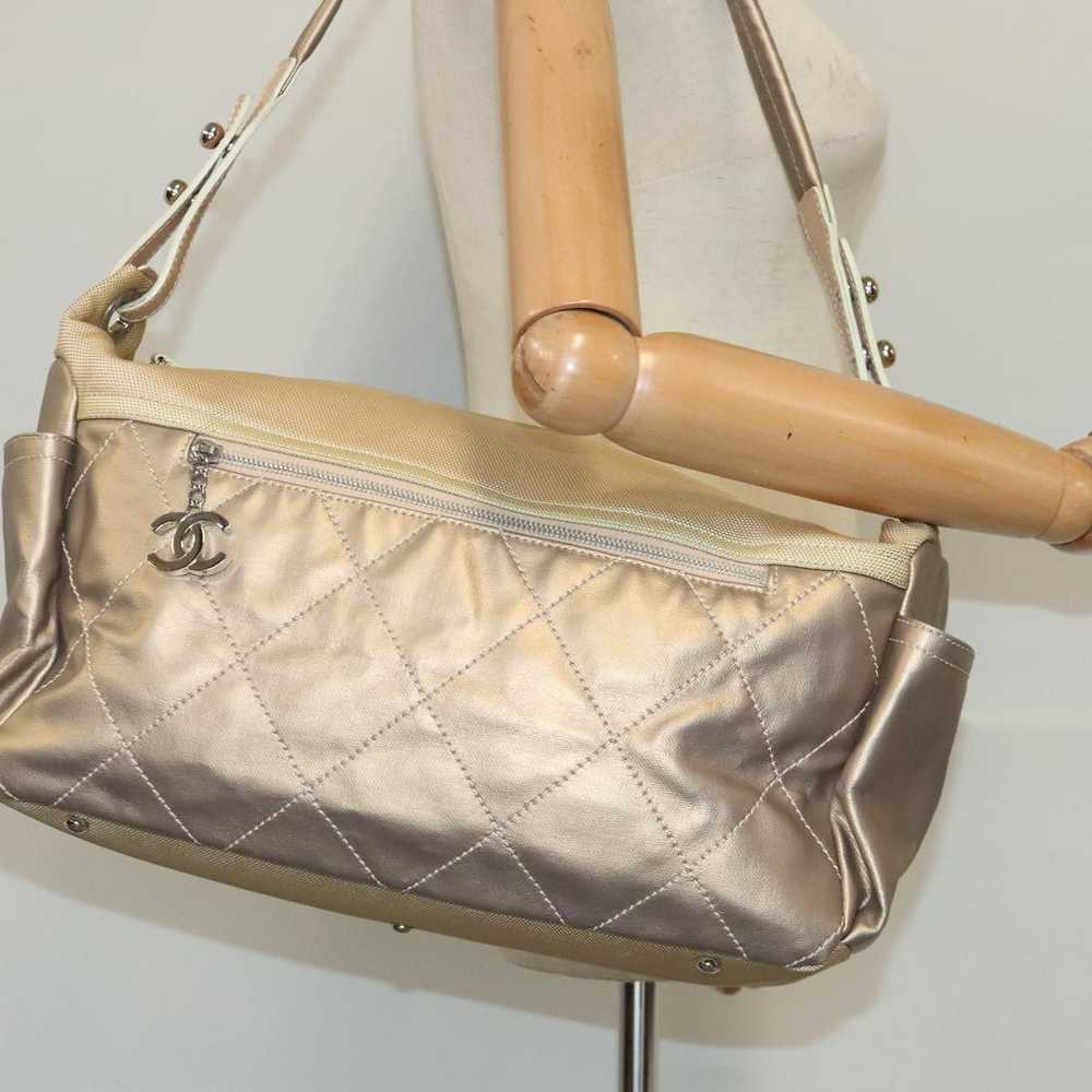 Chanel Paris Biarritz Gold Canvas Shoulder Bag (P… - image 11