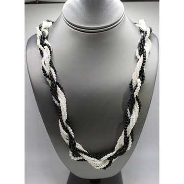 Vintage Twisted Multi Rope Bead Black and White Go