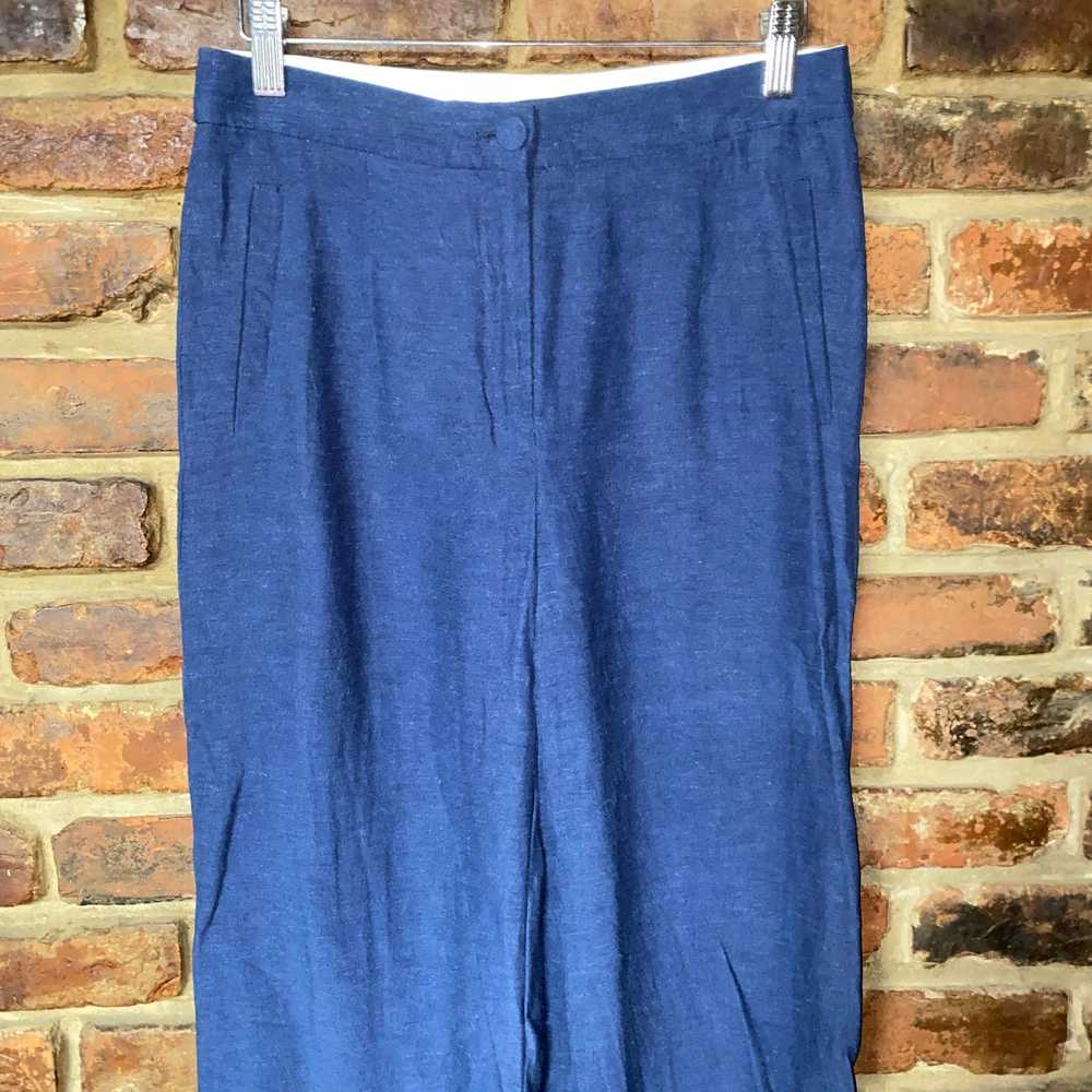 Sezane Sezane Martin Blue Linen Slub Wide Leg Tro… - image 3