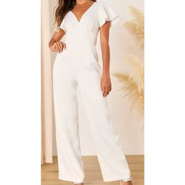 LULU'S S Romantic Beginnings Ivory Satin Flutter … - image 1