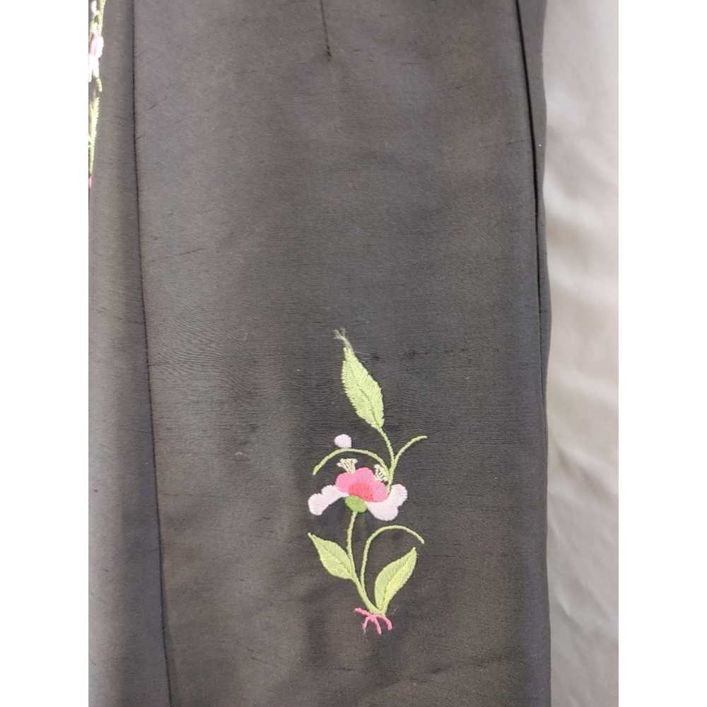 Tibi 100% silk Y2K black with pink flowers sleeve… - image 4