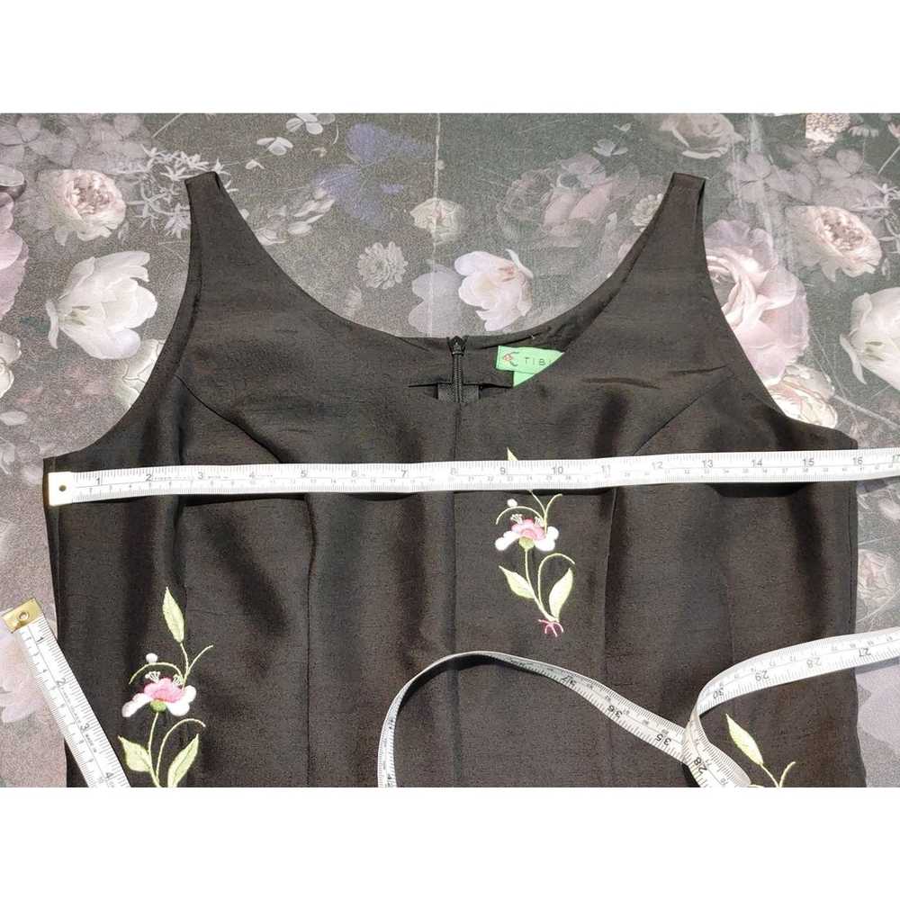 Tibi 100% silk Y2K black with pink flowers sleeve… - image 7