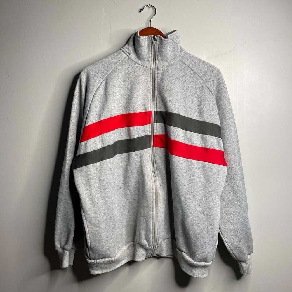 Vintage 80s Vintage Gray And Red Track Jacket - image 1