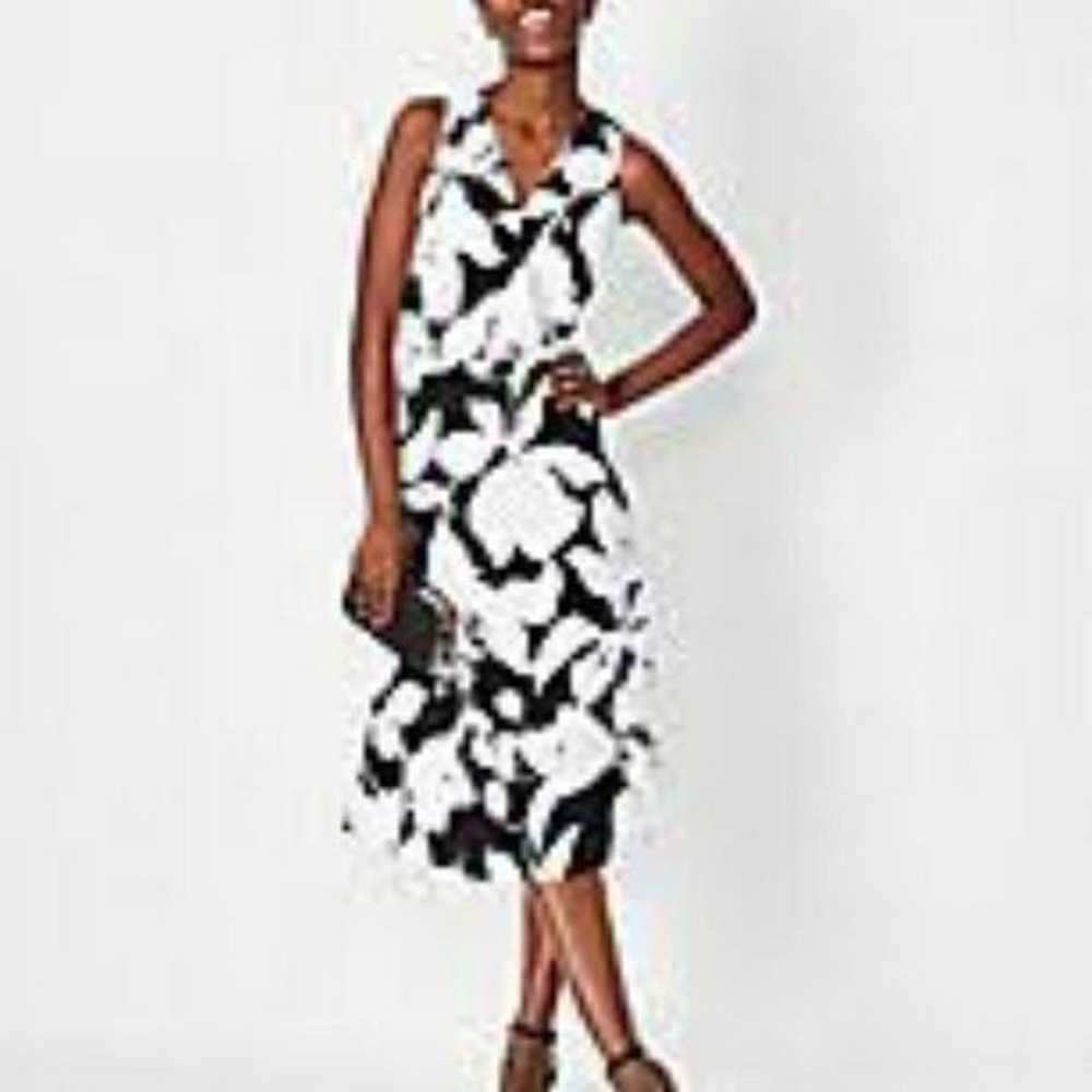 Ann Taylor Floral Shadow Sleeveless Wrap Dress Si… - image 1