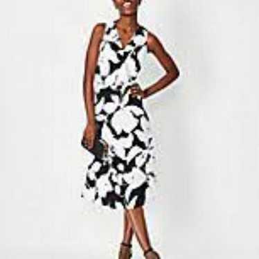 Ann Taylor Floral Shadow Sleeveless Wrap Dress Si… - image 1