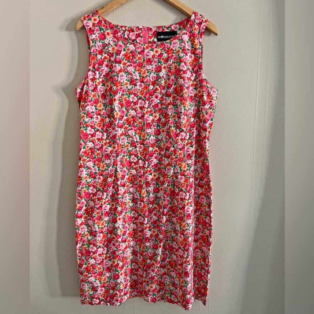 Vintage 90’s floral red pink sleeveless cotton st… - image 2