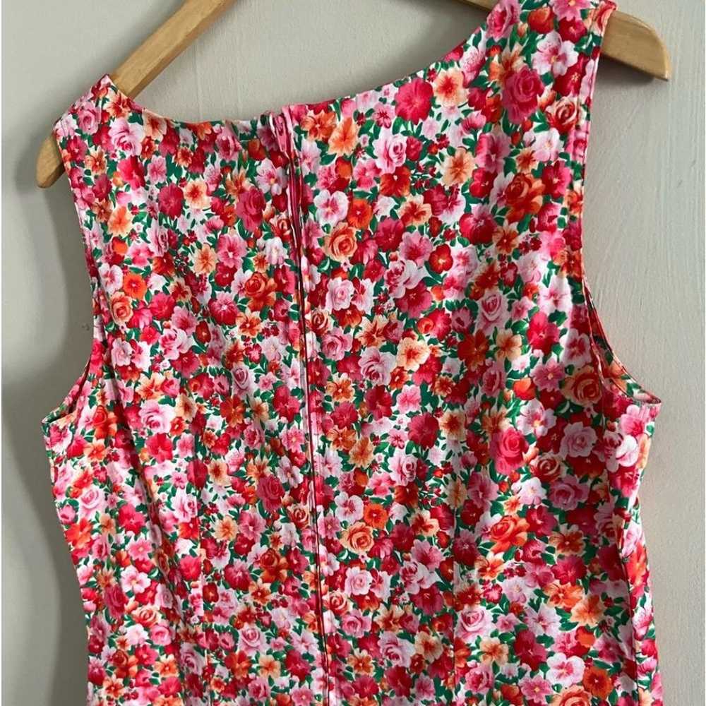 Vintage 90’s floral red pink sleeveless cotton st… - image 3