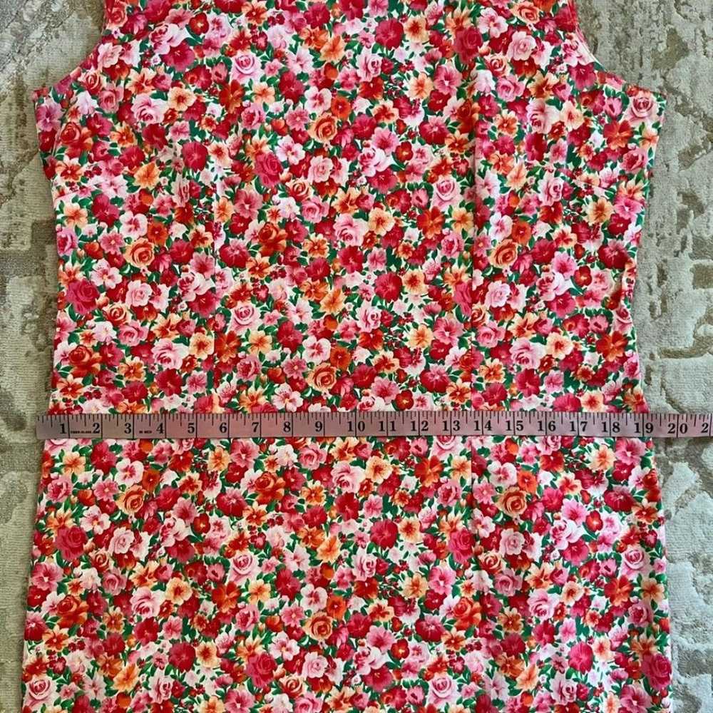 Vintage 90’s floral red pink sleeveless cotton st… - image 4