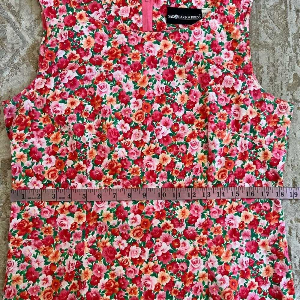 Vintage 90’s floral red pink sleeveless cotton st… - image 5