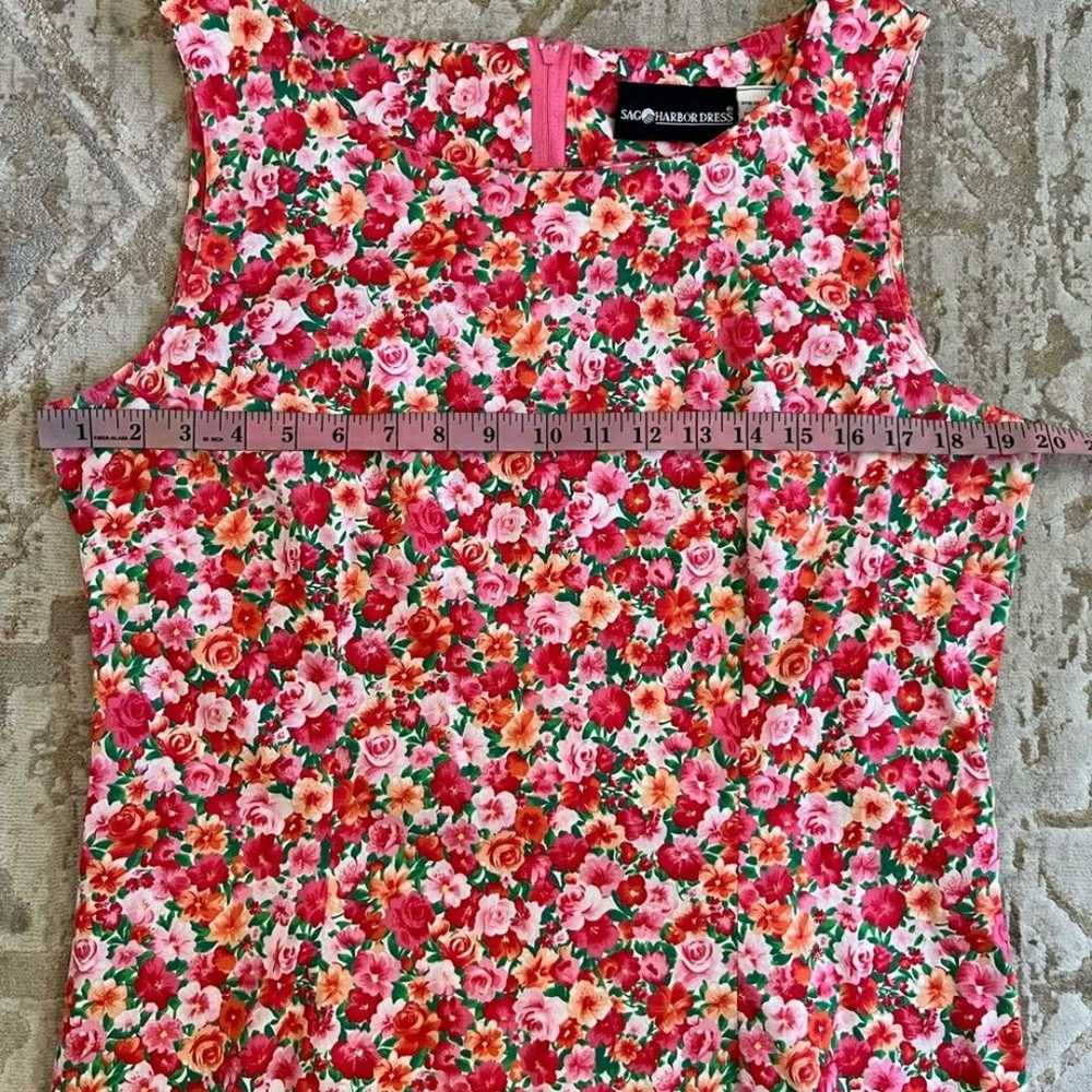 Vintage 90’s floral red pink sleeveless cotton st… - image 8