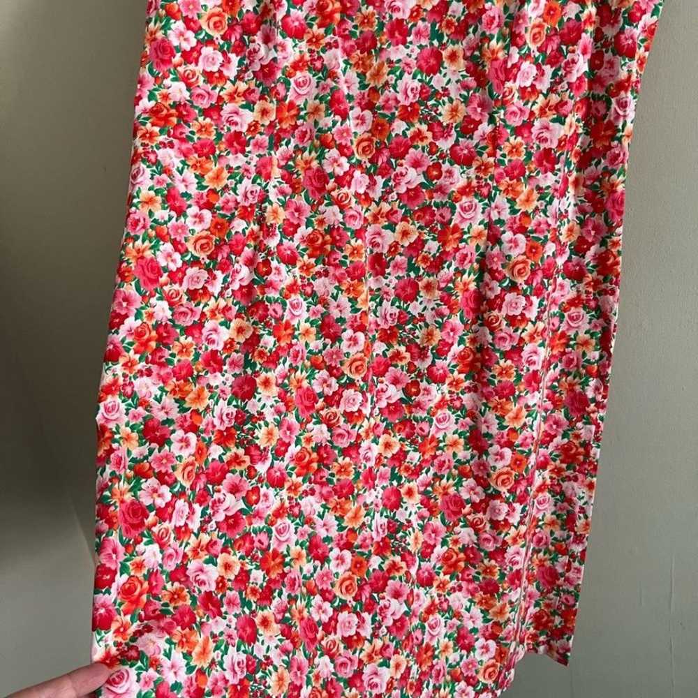 Vintage 90’s floral red pink sleeveless cotton st… - image 9