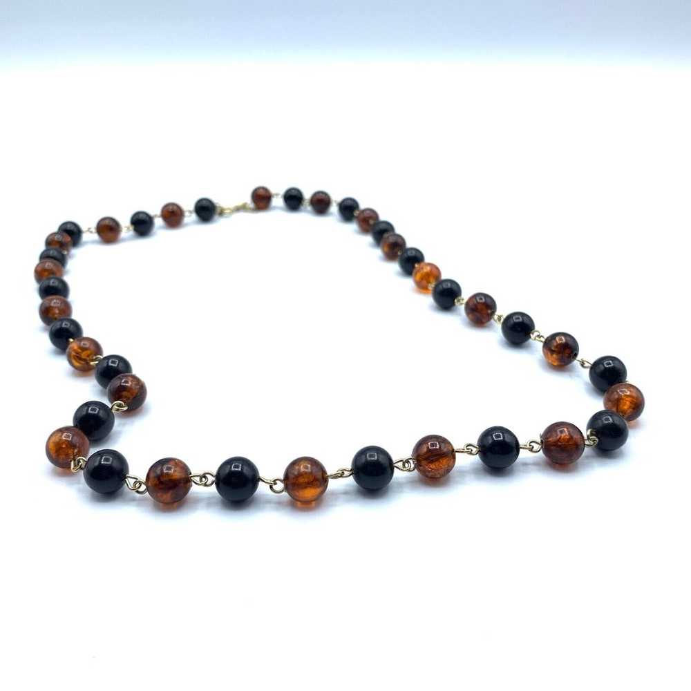 Vintage signed Emmons beaded necklace brown black - image 1