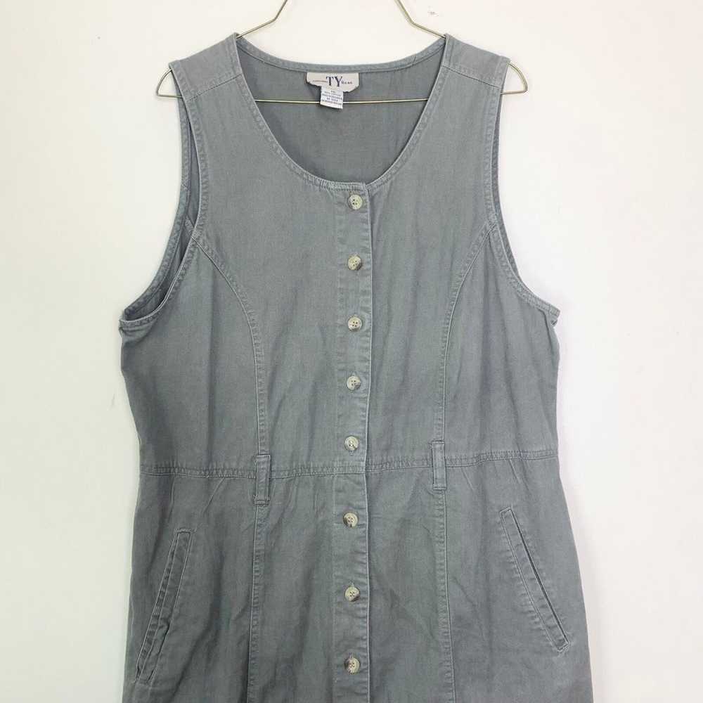 Vintage olive green sleeveless button front 100% … - image 4