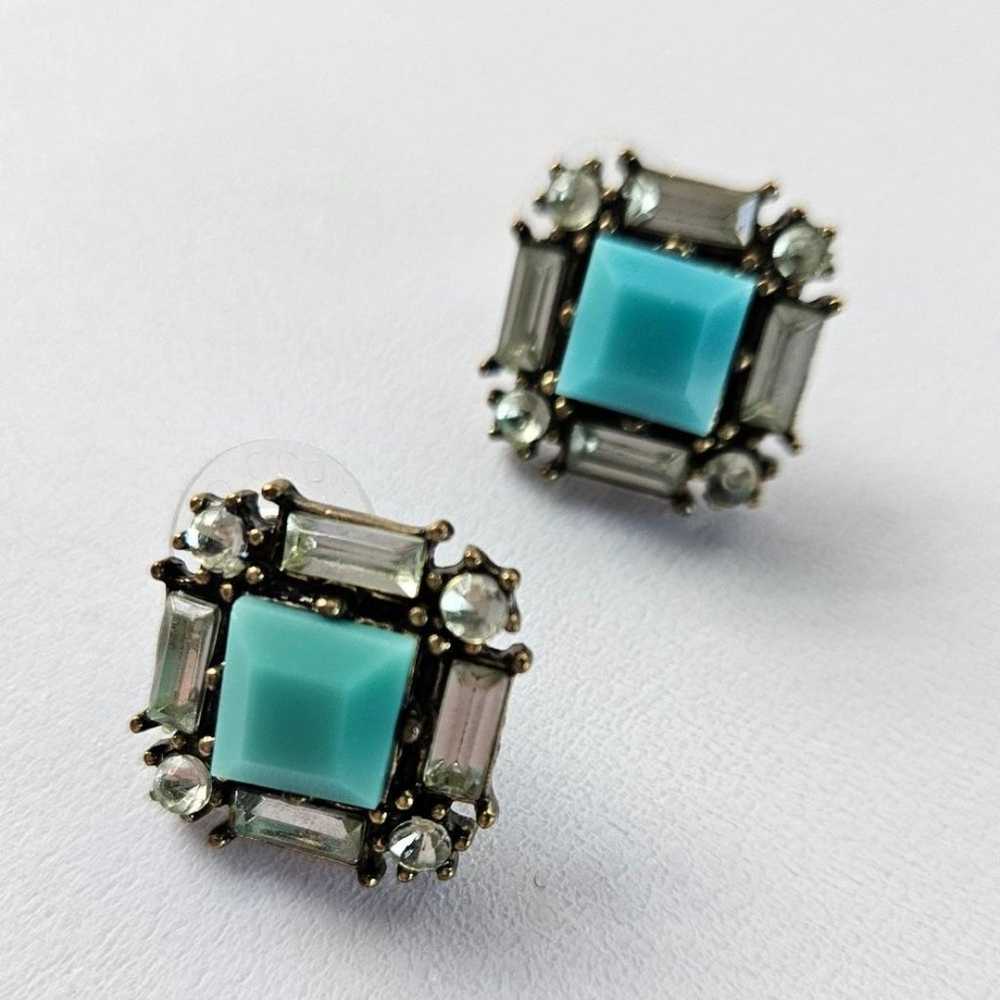 Crystal & Turquoise Resin Post Earrings - image 1