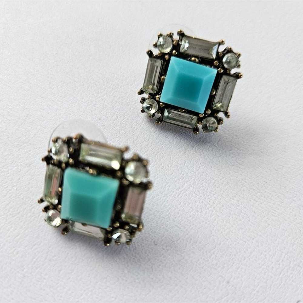 Crystal & Turquoise Resin Post Earrings - image 4