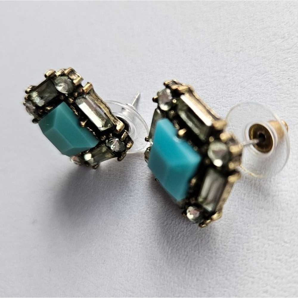 Crystal & Turquoise Resin Post Earrings - image 6