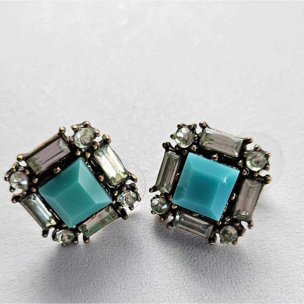 Crystal & Turquoise Resin Post Earrings - image 9