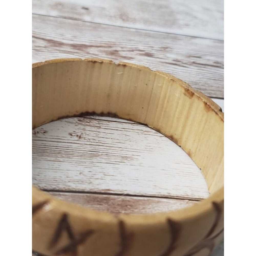 Vintage Bracelet / Bangle Carved Pattern Wooden L… - image 2