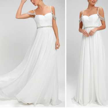 Love and Devotion White Beaded Maxi Dress Small - image 1