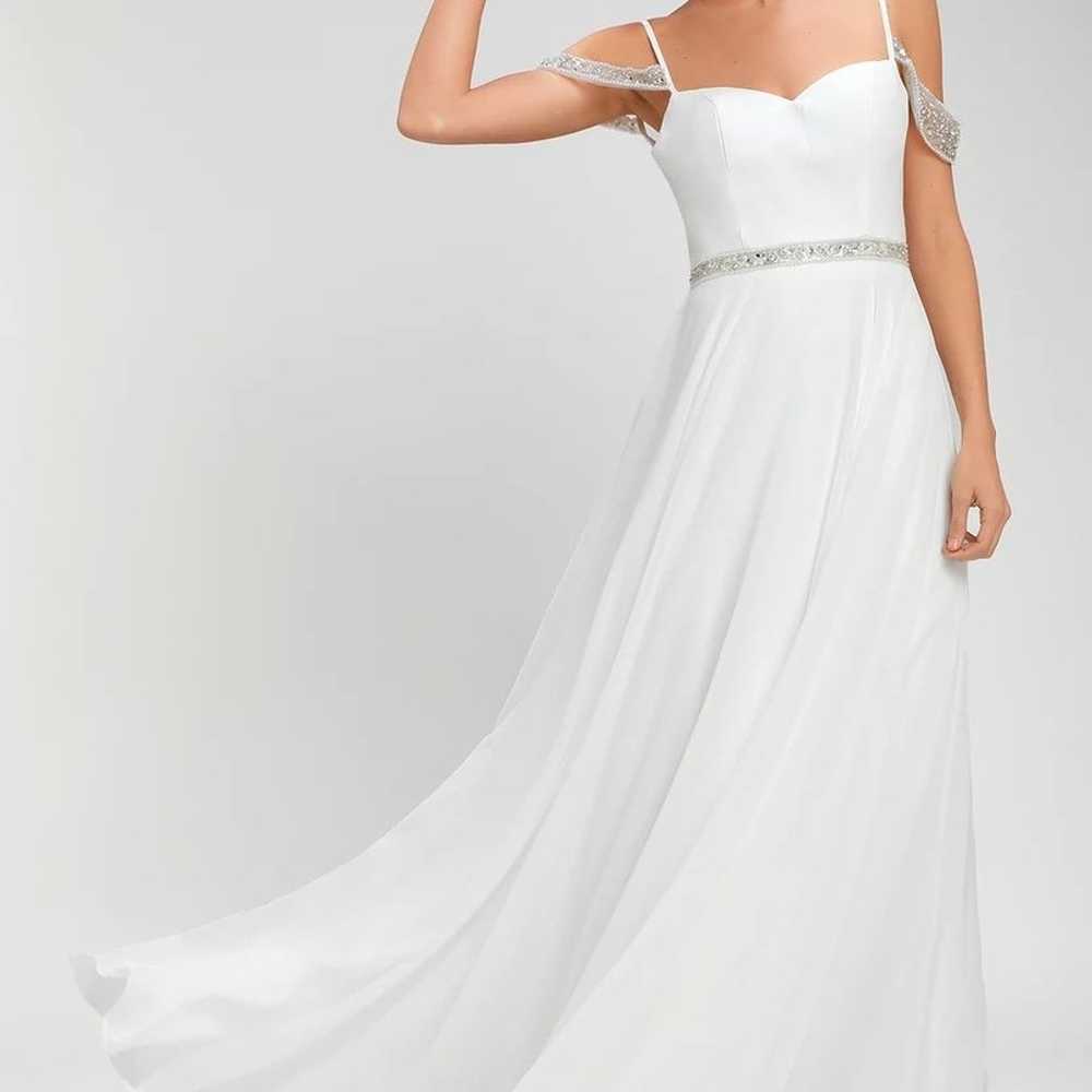 Love and Devotion White Beaded Maxi Dress Small - image 2