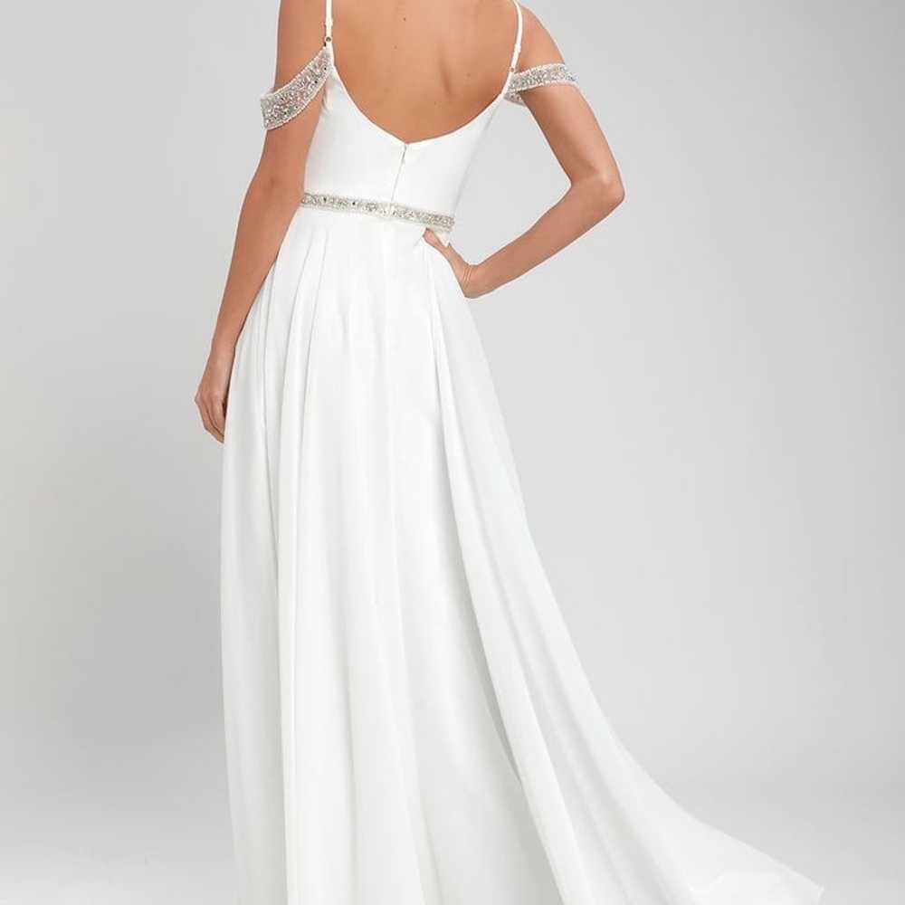 Love and Devotion White Beaded Maxi Dress Small - image 3