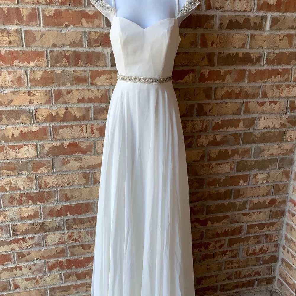 Love and Devotion White Beaded Maxi Dress Small - image 4