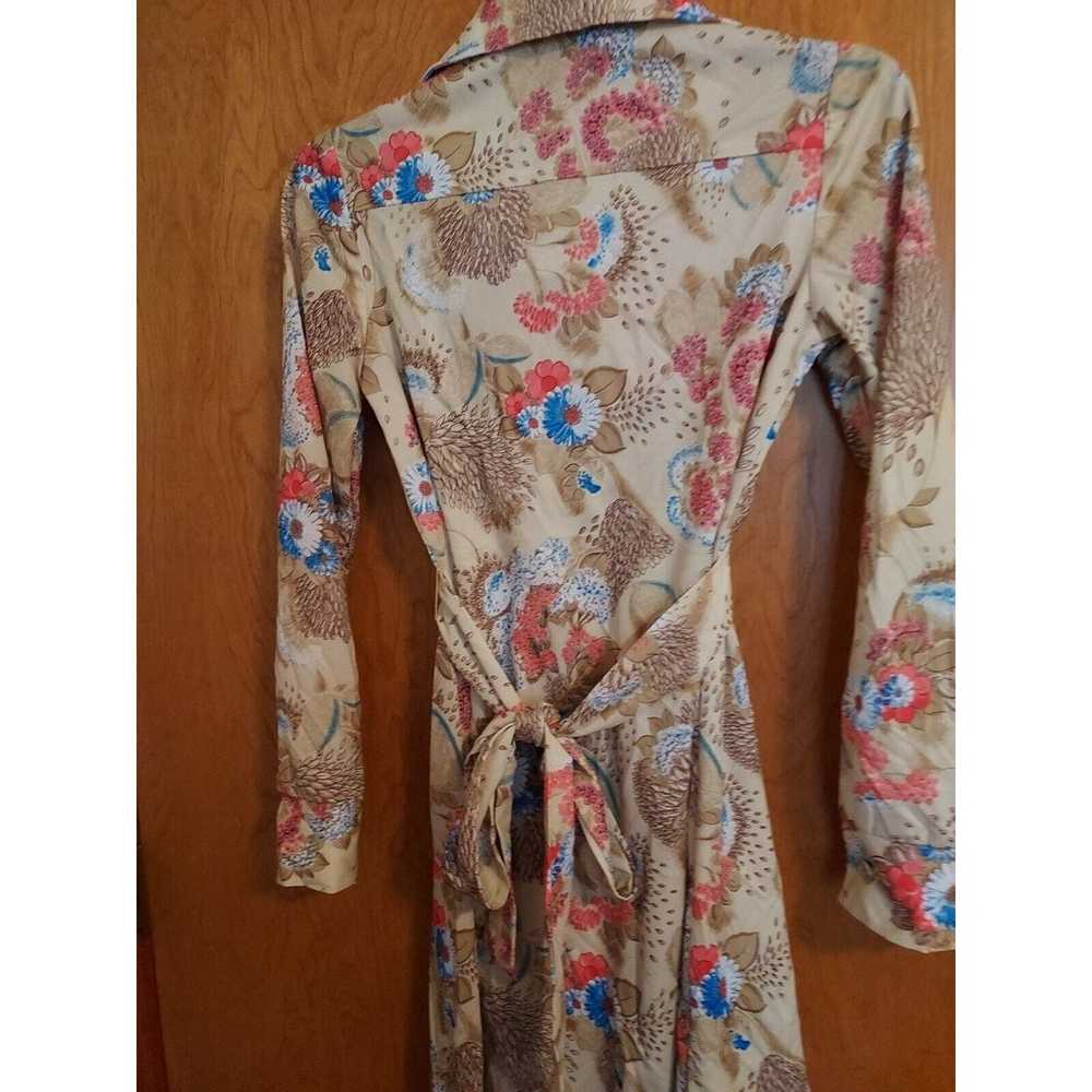 Vintage size 7 House Shirt Dress Poly floral long… - image 6