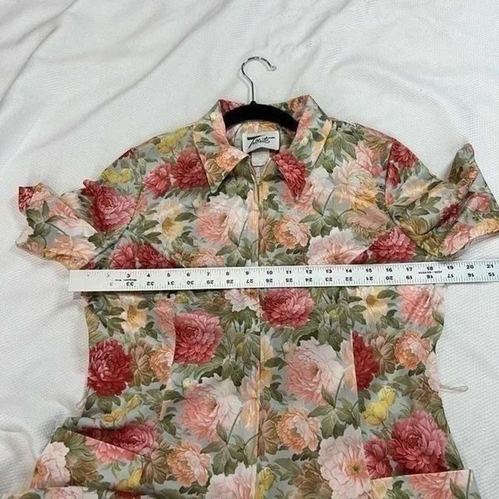 Vintage 60’s Pink Peonies Floral Zip Up Dress - image 6