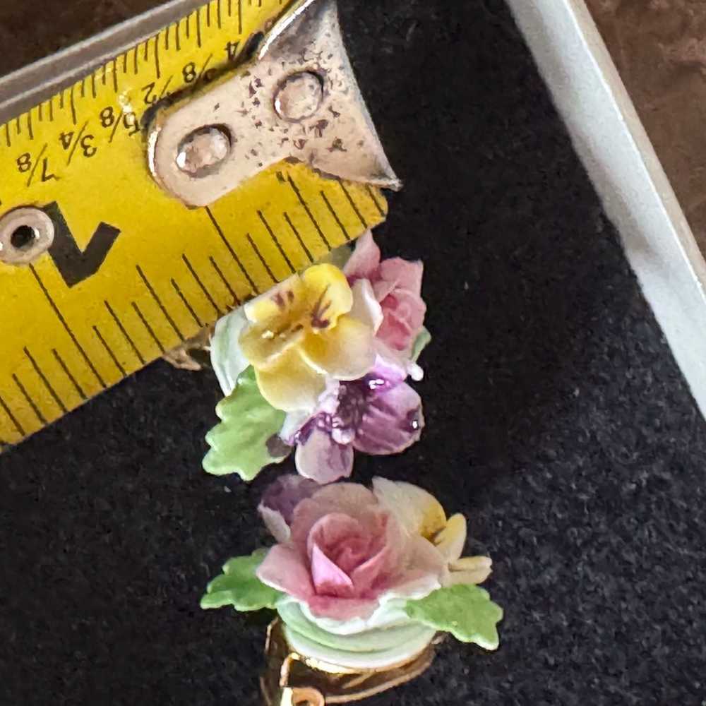 Vintage Porcelain Flower Earrings - image 3