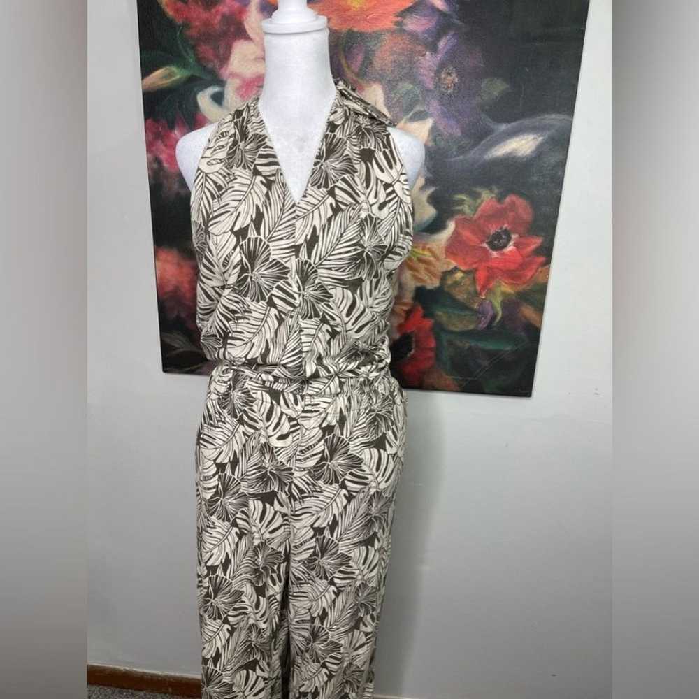 Pact Revive Halter Jumpsuit Grape Leaf Palms Sz X… - image 3