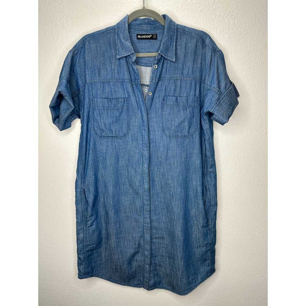 Blank NYC Medium Blue Denim Short Sleeve Pocket J… - image 3