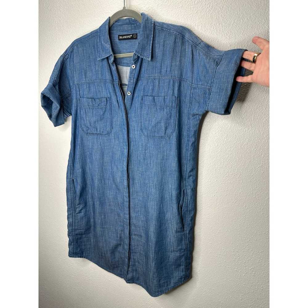 Blank NYC Medium Blue Denim Short Sleeve Pocket J… - image 4