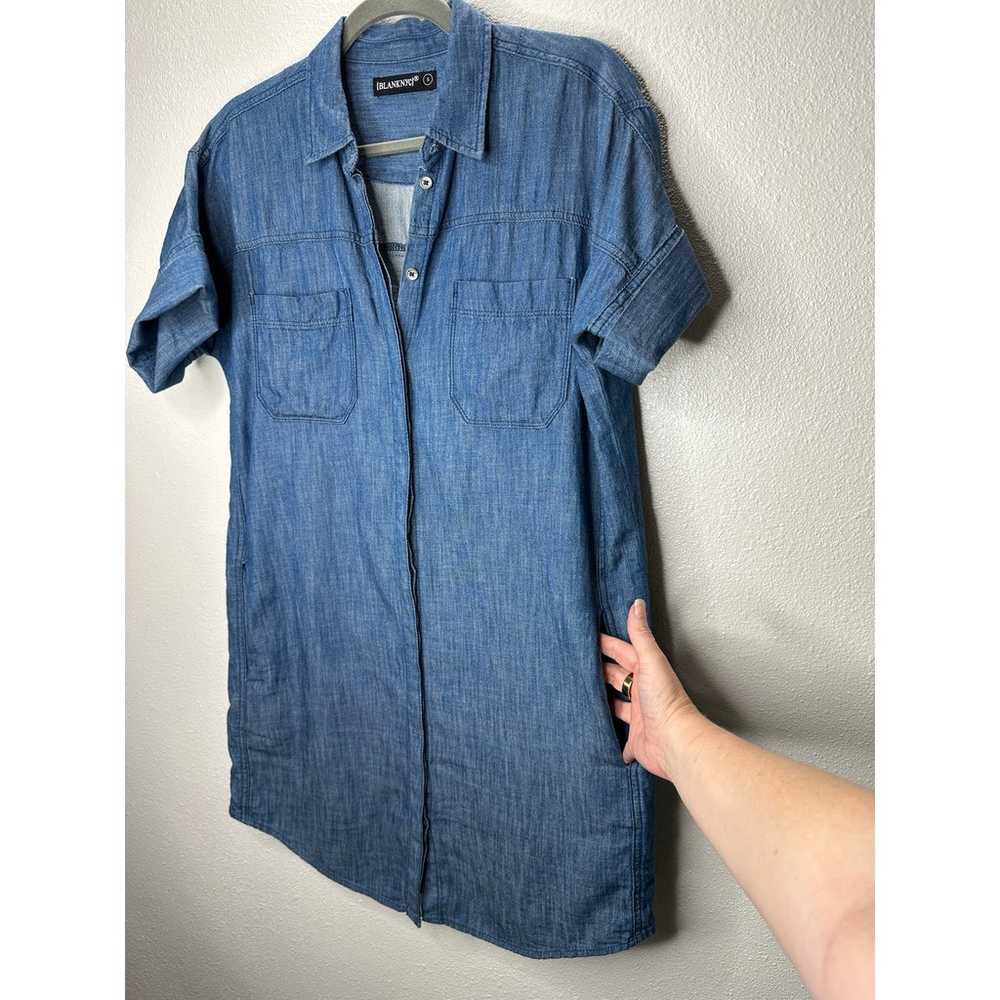 Blank NYC Medium Blue Denim Short Sleeve Pocket J… - image 5