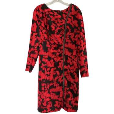 Kay Unger Bodycon Dress Women's 10 Red Black Flora